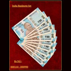 Rs 50 India Banknote Fancy Numbers Set 000110 to 000990 Gem Unc Unique and Rare