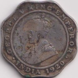 4 Annas 1920 George Fifth British India Rare Coin #H12