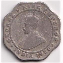 1920 Four Anna George Fifth 1920 Coin British India #PR2