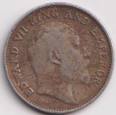 1906 Edward 1/4 Rupees Silver British India Coin #PR19