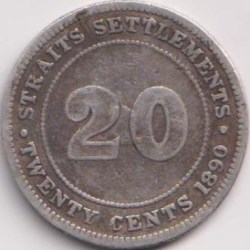 1890 Settlements Cent Victoria Silver Rare Coin #PR42