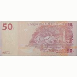 50 Francs of Congo Country (AD 2013) with Fisherman's Village on Congo River