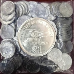 Super Latest New 1 Re 2023 Noida Mint 100 Coin Seal Pouch Famous AKAM Series 75 Year of Independence OMG Just Don't Miss it Super Limited Issue