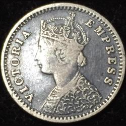 1900 India - British 2 Annas - Victoria British India Silver Rare Lowest Price Coin #V206