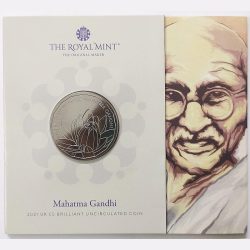 Mahatma Gandhi Commemorative Coin with Royal Mint Original Folder Slogan 2021 for Collection