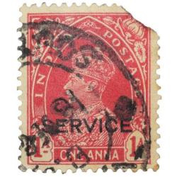 Postal Stamp of George VI Red Colour 1 Anna Over Printed in Black Service - Used Condition as per Im