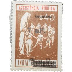 Postal Stamp of India Portugues - Assistencia Publica Cancelled and Over Printed Brown 7 New Paise b