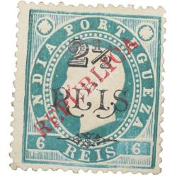 Postal Stamp of India Portugues 6 Reis - Over Printed in Red & Black - Republica - 2-1/2 Reis - Mint
