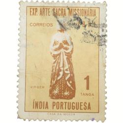 Postal Stamp of India Portugues - 1 Tangas Yellow-Brown Colour Used as per Image.