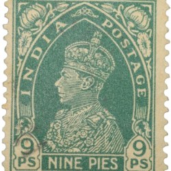 Postal Stamp of George VI 9 Pies Green Colour - Used Condition as per Image.