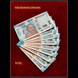 Rs 50 India Banknote Semi Solid Set 110101 to 990909 Gem Unc Unique and Rare