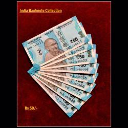 Rs 50 India Banknote Semi Solid Set 110111 to 990999 Gem Unc Unique and Rare