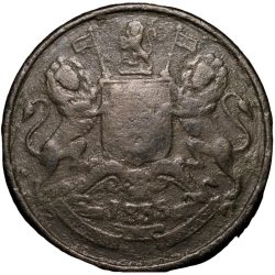Copper 1/2 Anna of William IIII - East India Company (AD 1835) of Bombay Mint with Thin and Raised Border