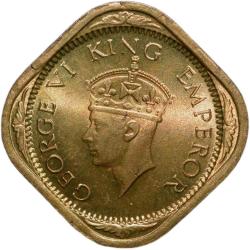 Nickel-Brass 1/2 Anna of George VI (AD 1942) of Bombay Mint in UNC Grade Rare
