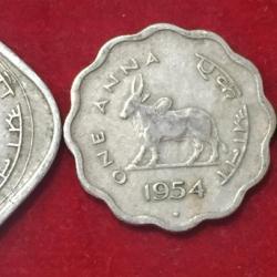 1954 Bull complete Set Two Anna's. Half Anna's. Quarter Anna's completely set Coin #X34