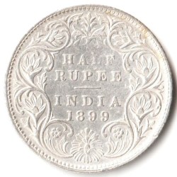 Half Rupee 1899 Bombay Mint Victoria Empress Scare High Grade Collectible British India Silver Coin