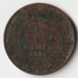 Rare 1/12 Anna 1894 Copper Coin of Queen Victoria British India Coinage XF Grade