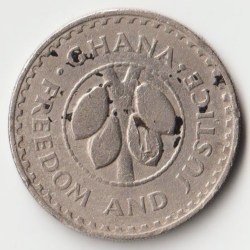 Rare Ghana 20 Pesewas 1967 to 1979 Copper-Nickel Coin of Republic Ghana