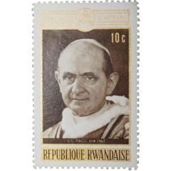 Postal Stamp of Rawanda - `Centenary of 1st Vatican Council` issue shows Pope Paul VI, circa 1970 -