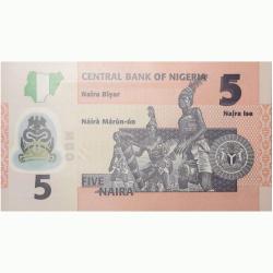 5 Naira Polymer/Plastic Note of Nigeria Country (AD 2009-2022) with Nkpokiti dancers with drums