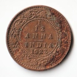 Rare 1/12 Anna 1926 Bronze Standard Circulation Coin of Bombay Mint King George V British India Coinage
