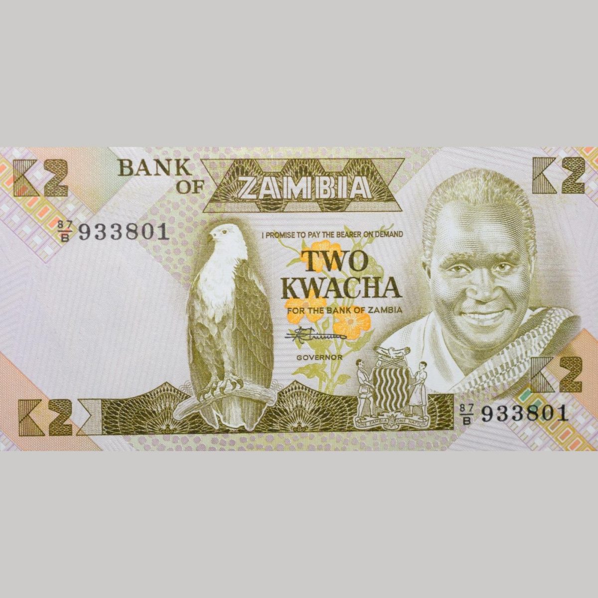 2 Kwacha of Zambia Counry (AD 1980) With Child painting with Teachers help