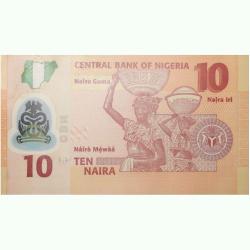 10 Naira Polymer/Plastic Note of Nigeria Country (AD 2009-2022) with Fulani milk maids