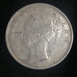 One Rupees Coin 1840 Victoria East India Company (Continuous Type) Silver #L-191