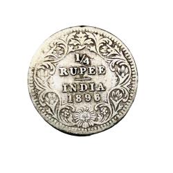 One Fourth Rupee Empress Victoria British India Series 1896 Unique and Rare