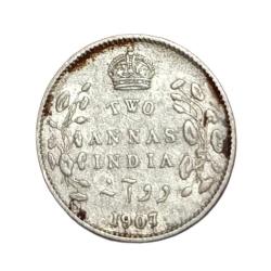 British India Silver 2 Annas Year 1907 King Edward-VII in Collectable Grade.