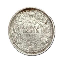 British India Silver 2 Annas Year 1912 King George-V Collectable Grade.
