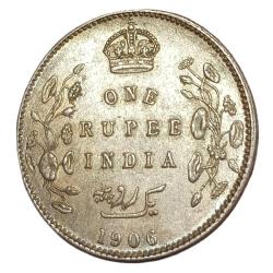 British India Silver Rupee Year 1906 King Edward-VII High AUNC Grade.