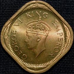 Nickel-Brass 1/2 Anna of George VI (AD 1942) of Bombay Mint in UNC Grade Rare