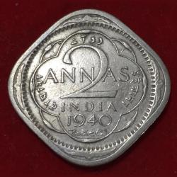 1940 India - British 2 Annas - George VI Rare Coin Lowest Price #N94
