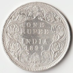Extremely Rare One Rupee 1897 Silver Coin of Bombay Mint Victoria Empress British India Coinage
