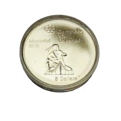 1976 Canada Queen Elizabeth II Olympics Montreal Village Silver $5 Coin