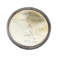 1976 Canada Queen Elizabeth II Olympics Montreal Village Silver $5 Coin