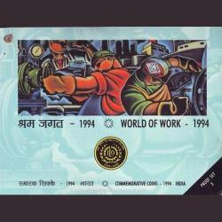 Rs 100 3 Coin ILO World of Work Commemorative Proof 3 Coin set Issued in 1994 Unique and Rare