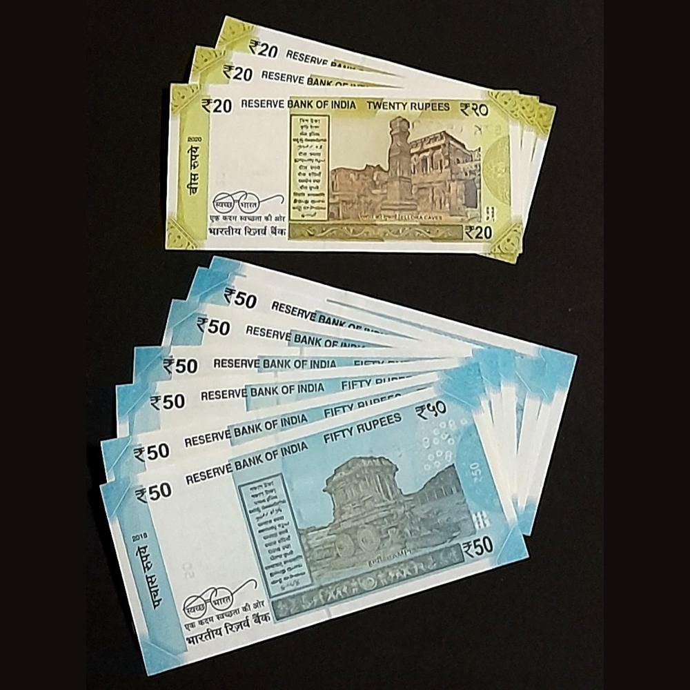 50 & 20 Rupees Leddear Number 6 Pcs & 3 Pcs of 20 Rs Gem UNC Condition Sku 54