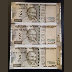 786786 Holy number very rare note 500 rupees note excellent condition.