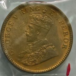 George V One Quarter Anna 1933 Copper Coin UNC
