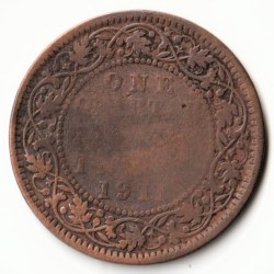 Rare One Quarter Anna 1911 Bronze Coin of George V British India Coinage