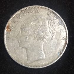 One Rupees Coin 1840 Victoria East India Company (Continuous Type) Silver #L-196