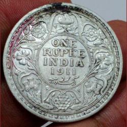 1911 One Ruppes" George Fifth Bombay mint" British India Rare Date's Coin 100% Original Coin # sku 11