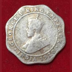 4 Anna's 1920 George V British India Rare Coin #N45