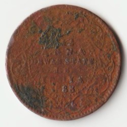 Extremely Rare 1/12 Anna 1888 of Dewas State Copper Coin Princely State of Dewas Victoria Empress