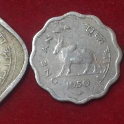 1950 Bull complete Set Two Anna's. Half Anna's. Quarter Anna's completely set Coin #X 39