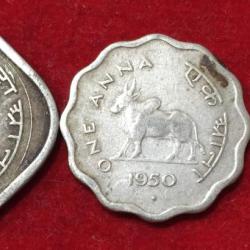 1950 Bull complete Set Two Anna's. Half Anna's. Quarter Anna's completely set Coin #X40