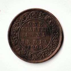 One Quarter Anna 1908 Edward VII Bronze Coin of British India Coinage