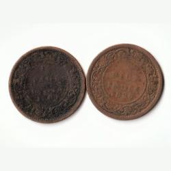Rare Combo Set of 1/2 Pice 1894 and 1896 Copper Coin of Vicotira Empress Standard Circulation Coin of British India